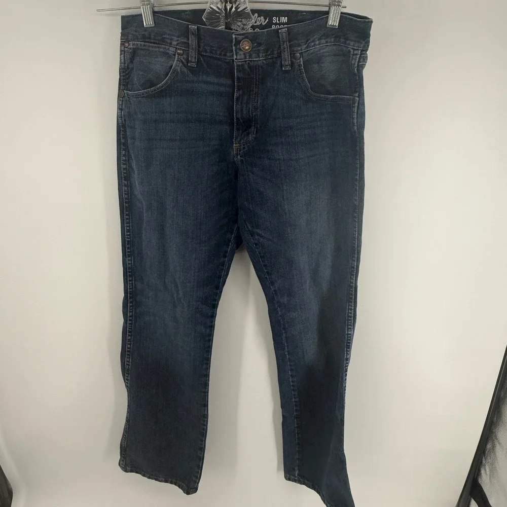 Wrangler Retro Slim Bootcut Jeans Mens 32x32 Dark Wash Blue Denim 77MWZSD Mexico